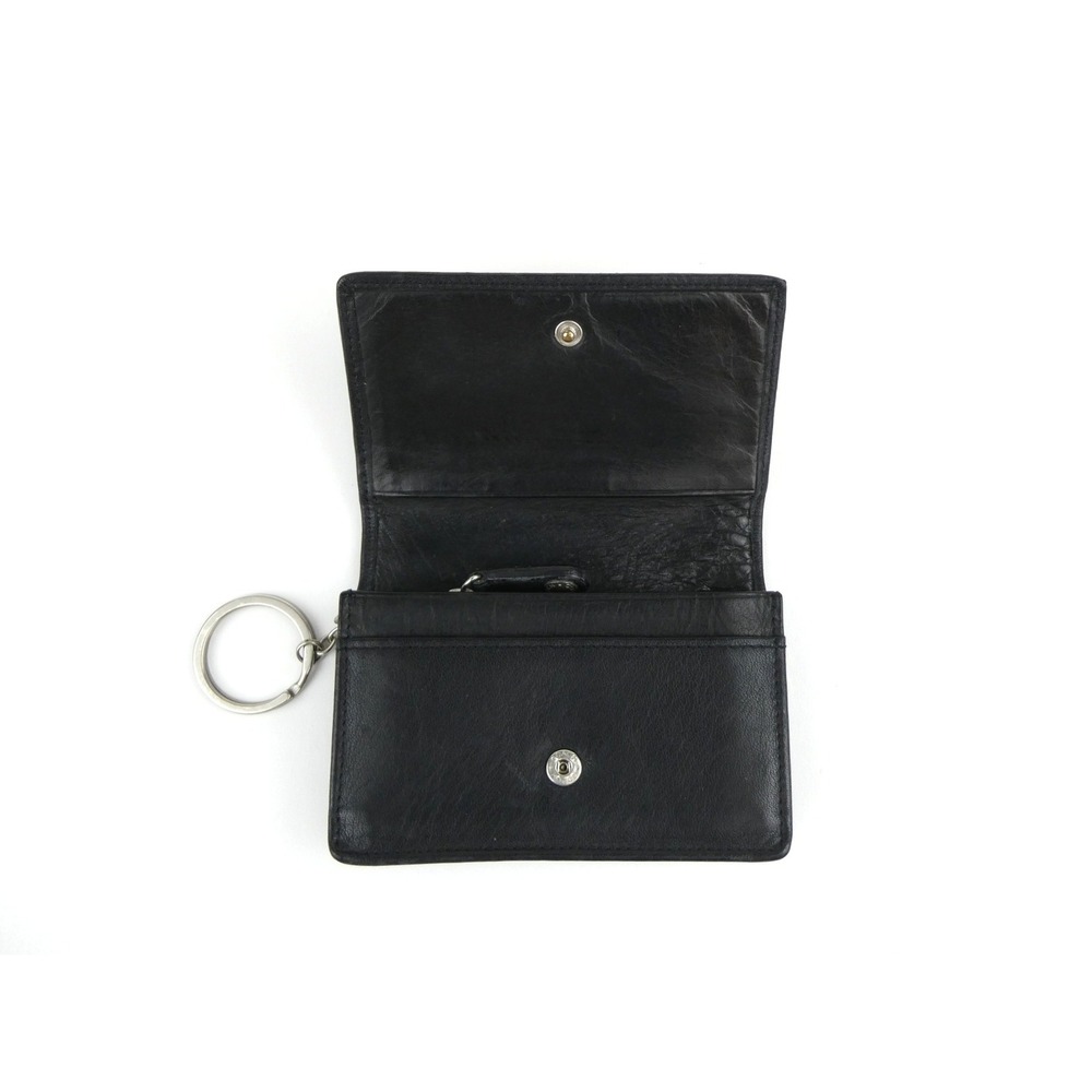 Coach Black Leather Small Bifold Card Wallet w/ Keychain - Picture 7 of 13